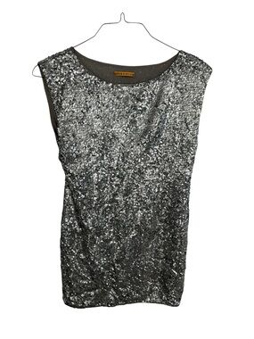 Alice & Olivia Silk Sequin Dress Silver Marina no size tag